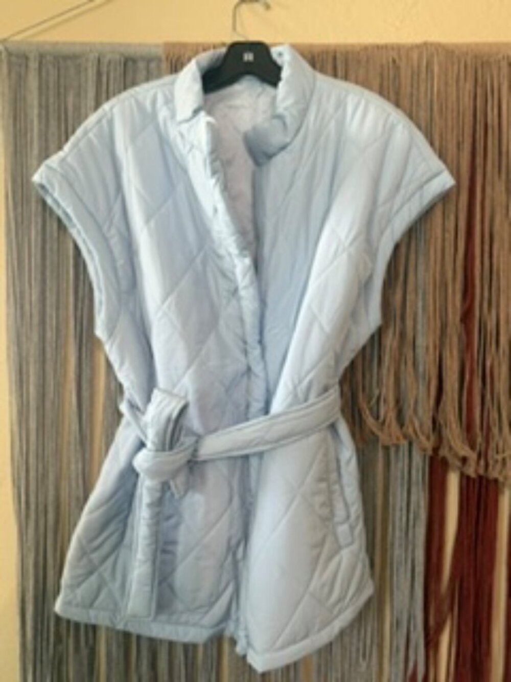 Long Quilted Puffer Vest with Belt